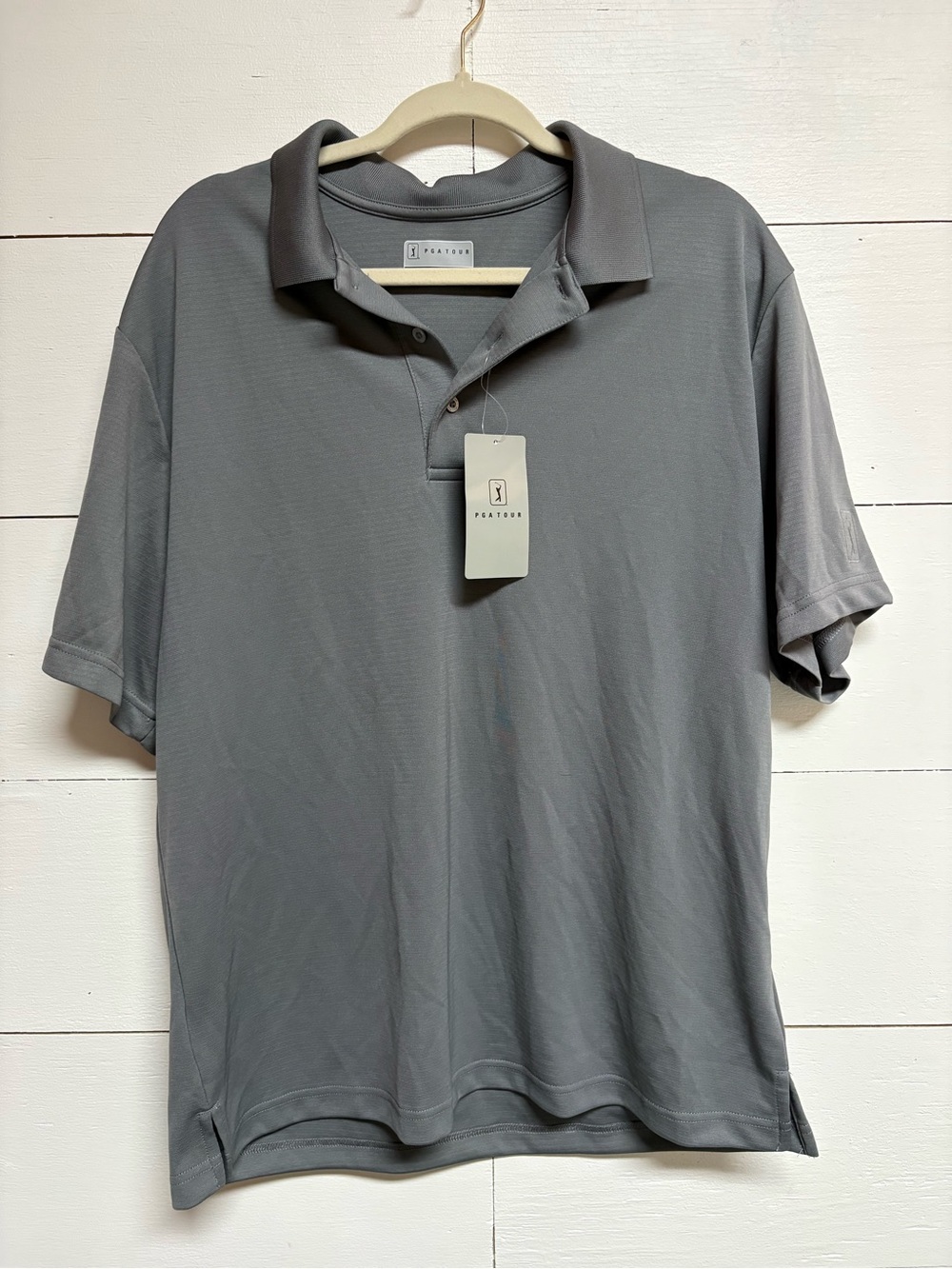 PGA Tour Men’s Large Gray Performance Golf Polo Shirt NWT